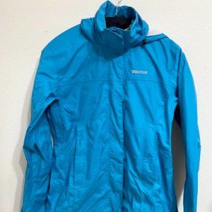Marmot S Windbreaker Rain Jacket Full Zip Blue hood packable great condition